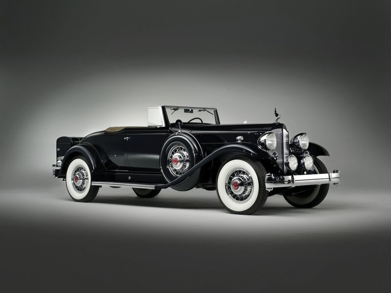 Black Vintage Convertible — Dramatic, Photograph, White-wall Tires