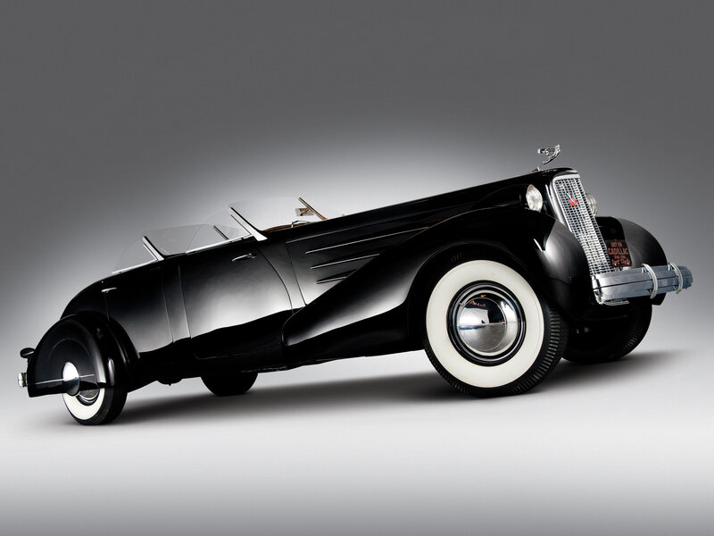 Black Vintage Convertible — Dramatic, Photograph, White-walled Tires, Chrome Grille