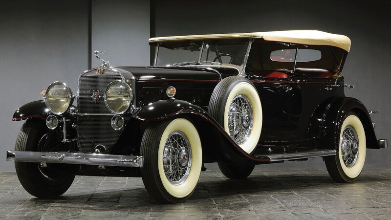Black Vintage Convertible — Dramatic, Photograph, White-walled Tires, Spoked Wheels, Convertible Top