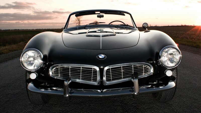 Black Vintage Convertible — Dramatic, Sunset, Photograph, Car, Road