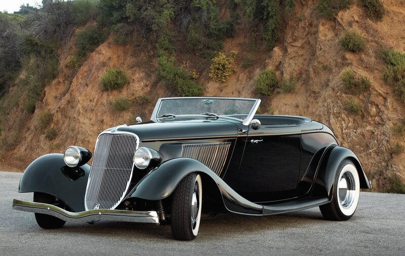Black Vintage Convertible — Serene, Afternoon, Photograph, Car, Hillside