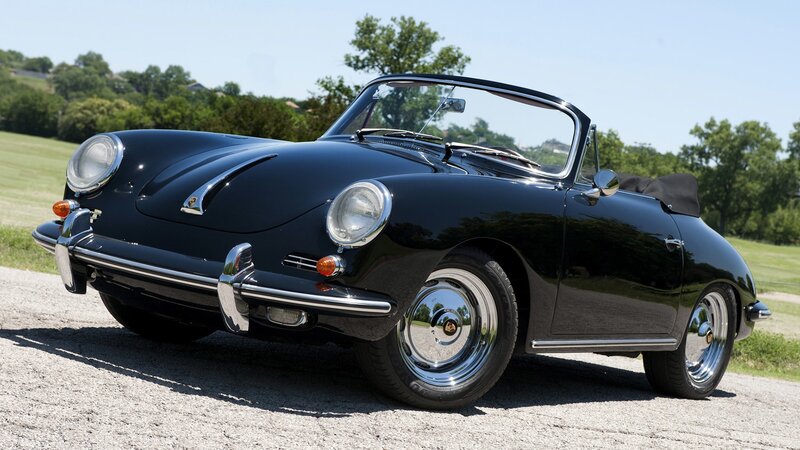 Black Vintage Convertible — Serene, Afternoon, Photograph, Car, Trees, Grass