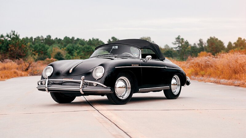Black Vintage Convertible — Serene, Autumn, Photograph, Road