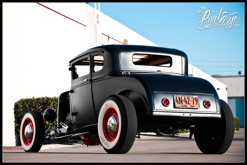 black vintage hot rod car