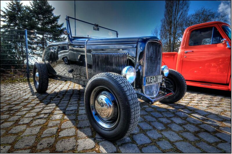 Black Vintage Hot Rod — Dramatic, Afternoon