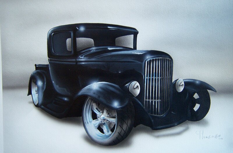 Black Vintage Hot Rod — Dramatic