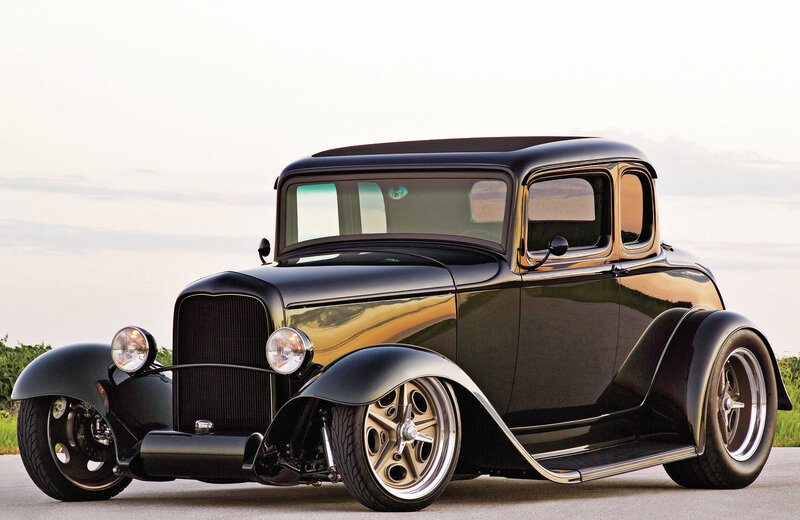 Black Vintage Hot Rod — Serene, Sunset