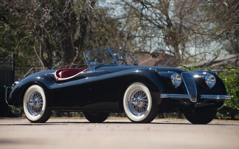Black vintage Jaguar roadster