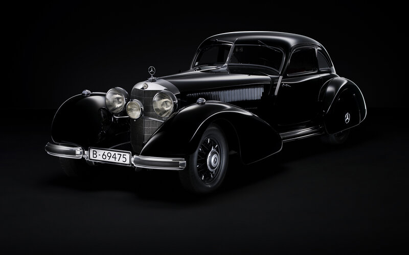 Black vintage Mercedes-Benz car