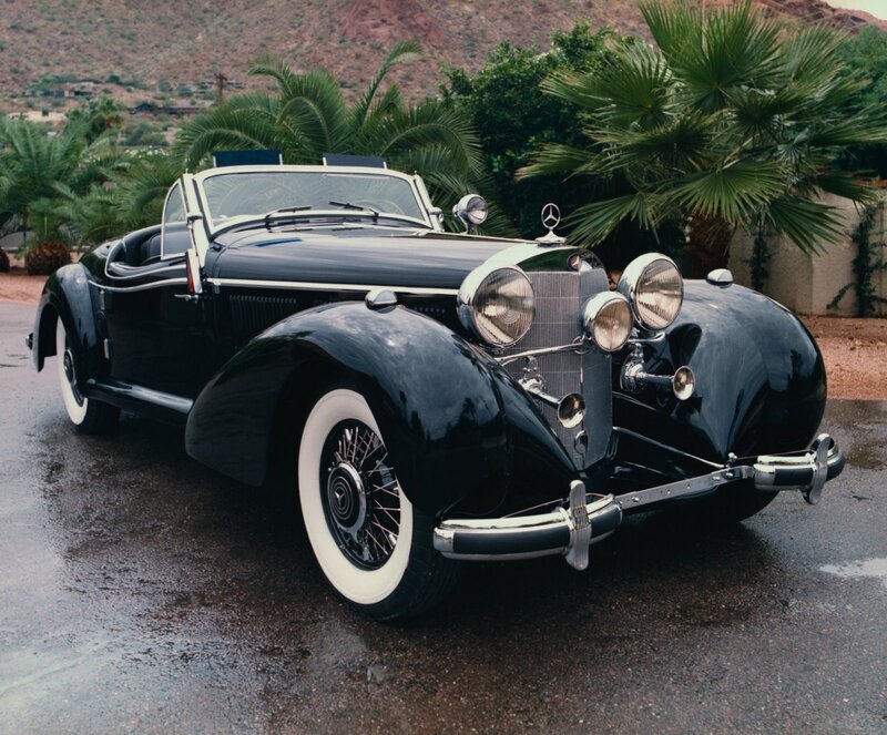 Black vintage Mercedes-Benz convertible