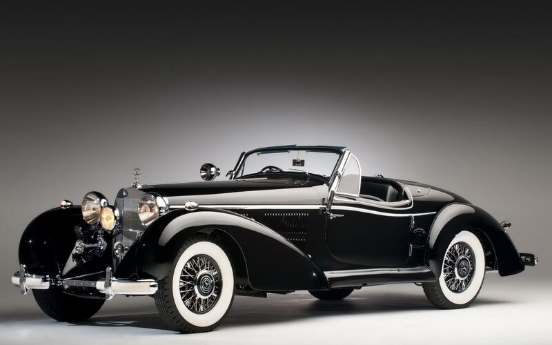 Black vintage Mercedes-Benz convertible
