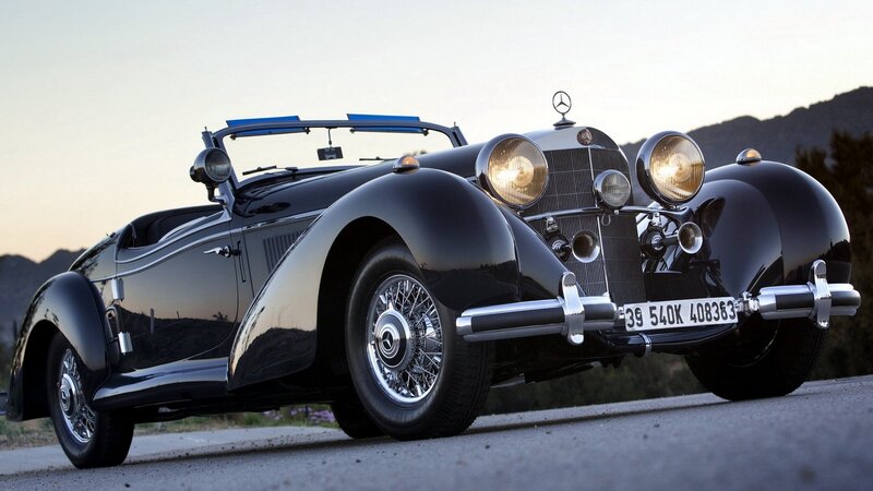 Black vintage Mercedes-Benz convertible