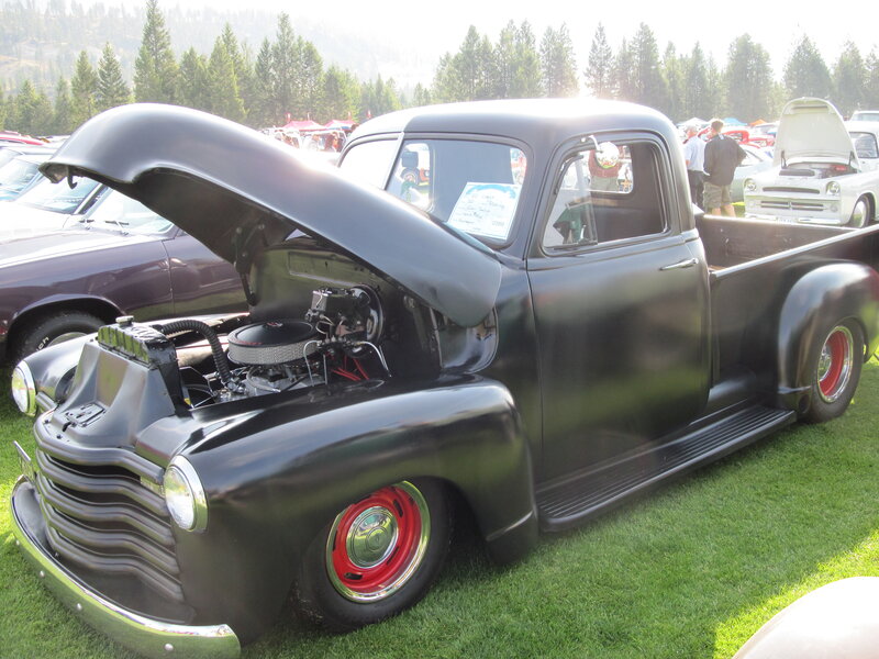 Black Vintage Pickup Truck — Calm, Afternoon, Photograph, Car Show