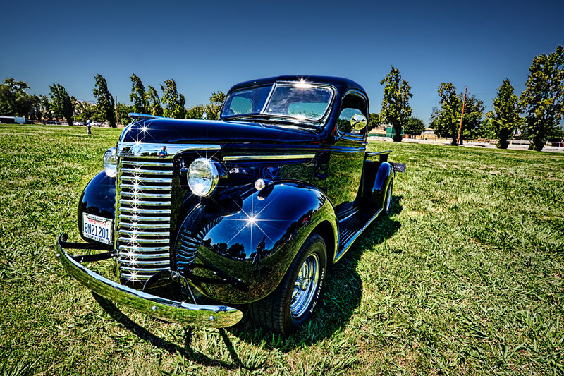 Black Vintage Pickup Truck — Dramatic, Afternoon