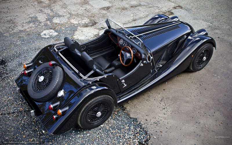 Black Vintage Roadster — Classic, Photograph, Spare Tire