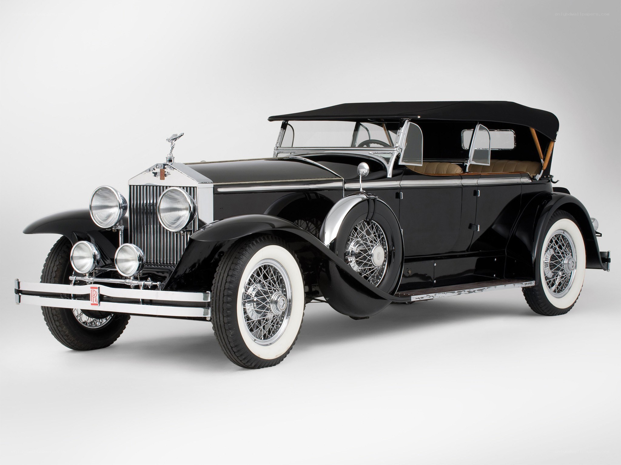 Black vintage Rolls-Royce convertible