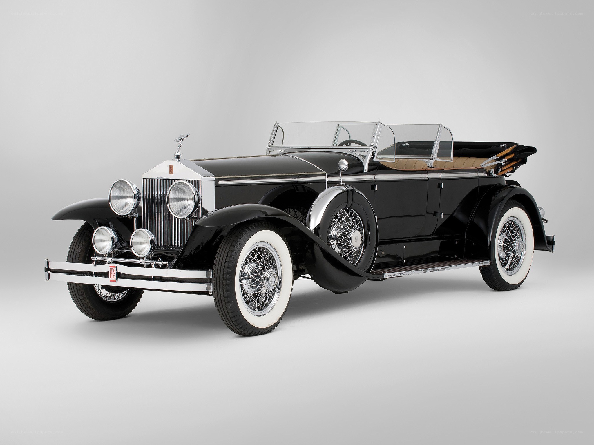 Black vintage Rolls-Royce convertible