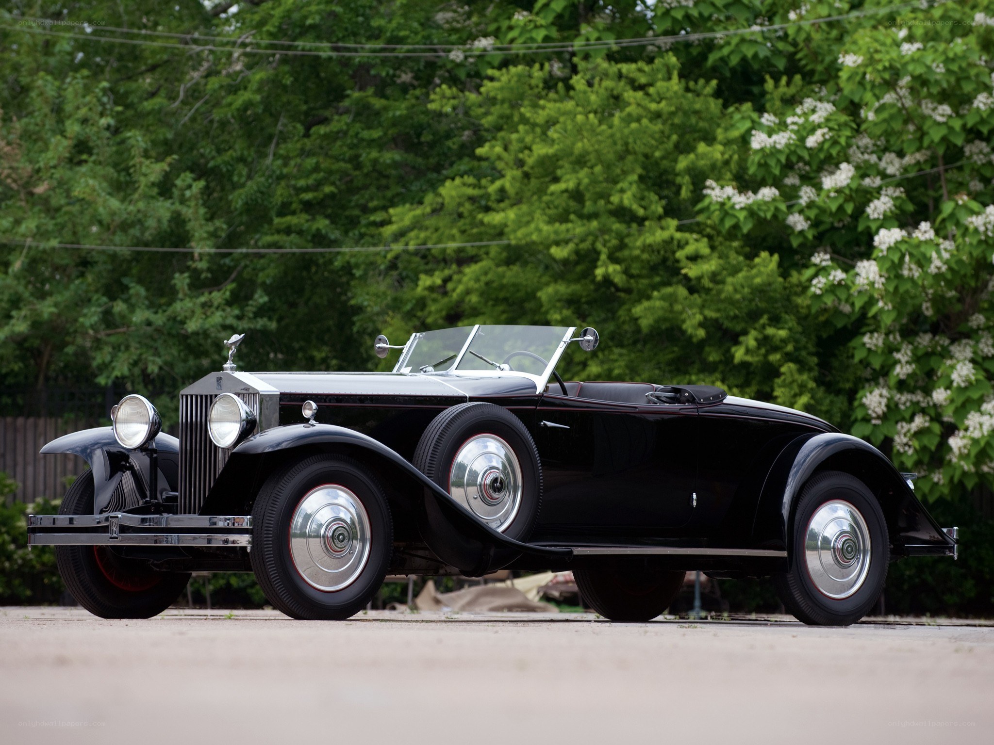 Black vintage Rolls-Royce convertible