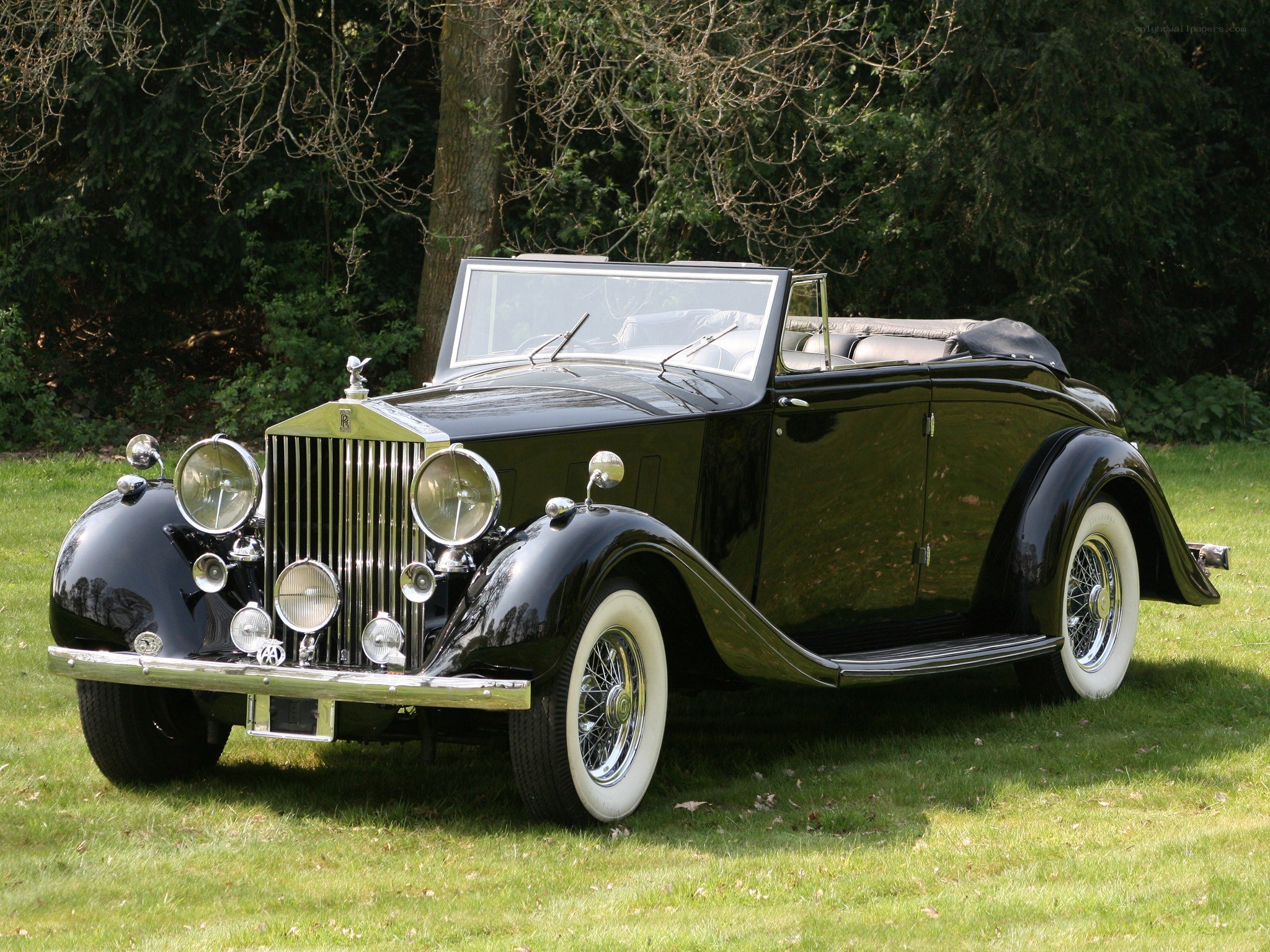 Black vintage Rolls-Royce convertible
