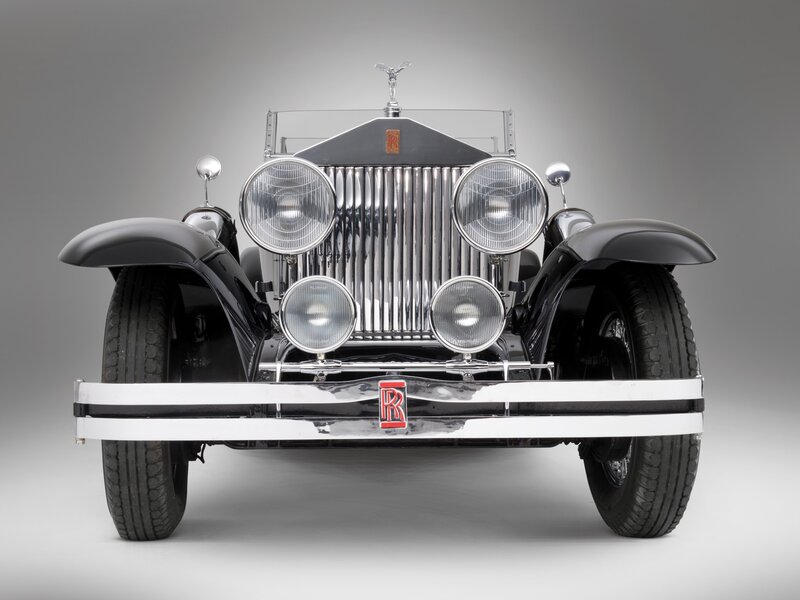 Black Vintage Rolls-Royce — Dramatic, Photograph, Headlights