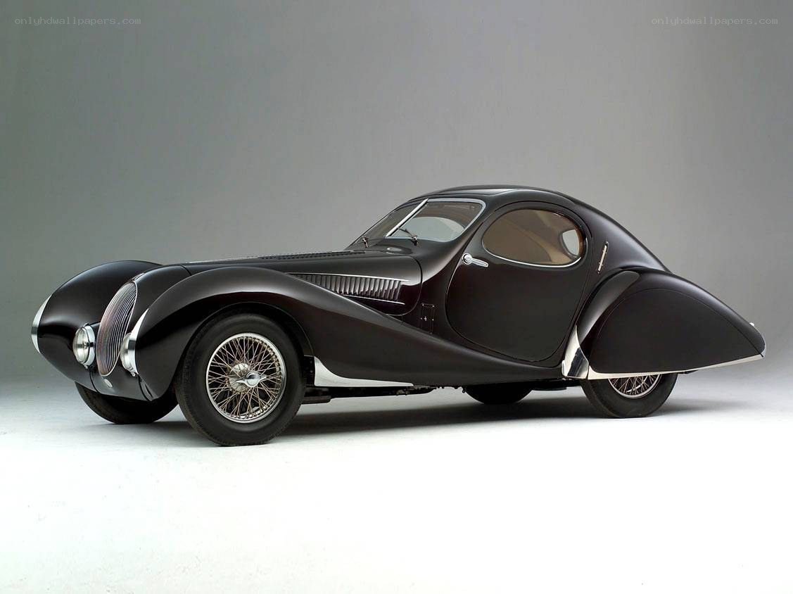 Black vintage streamlined car