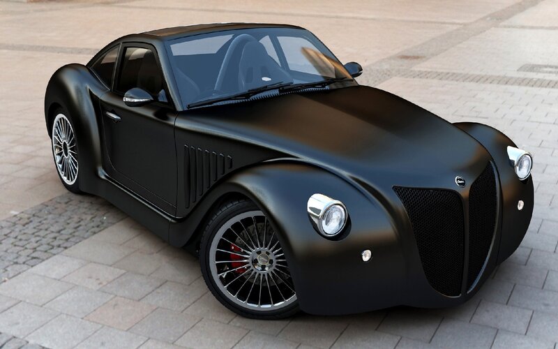 black vintage-style sports car