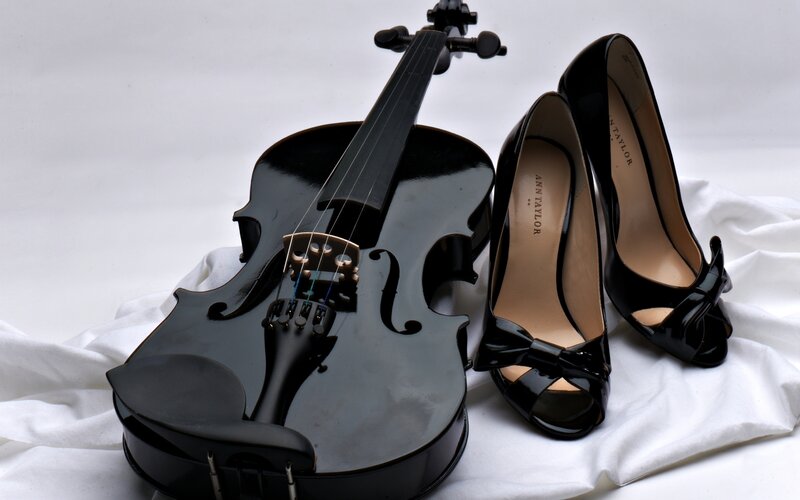 Black violin and shoes