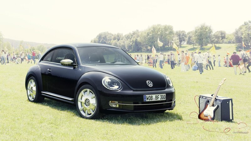 Black Volkswagen Beetle — Green, Peaceful