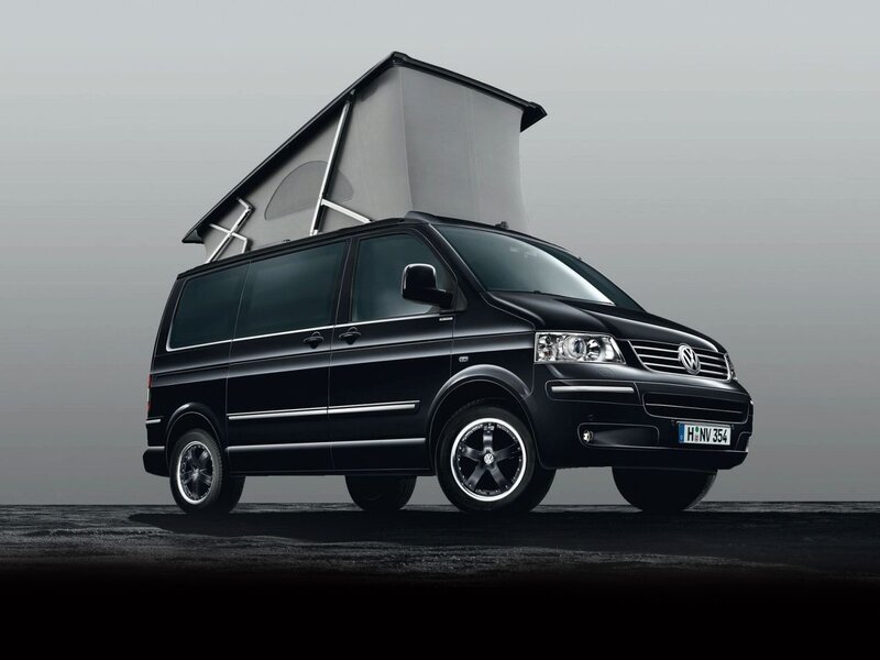 Black Volkswagen camper van