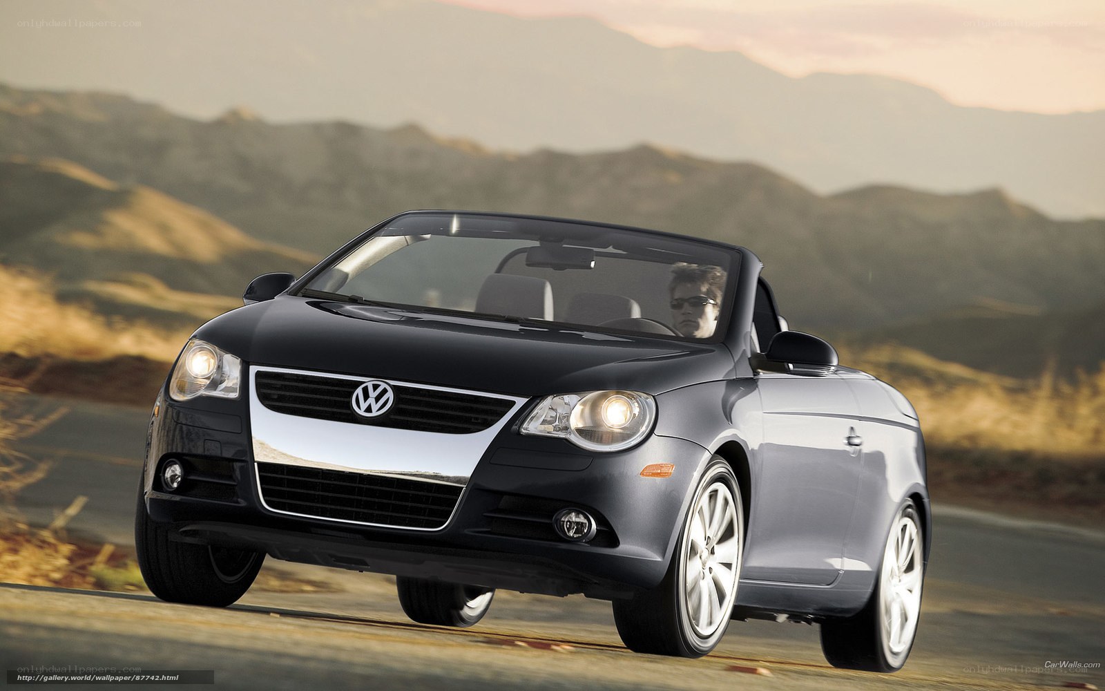 Black Volkswagen convertible on road