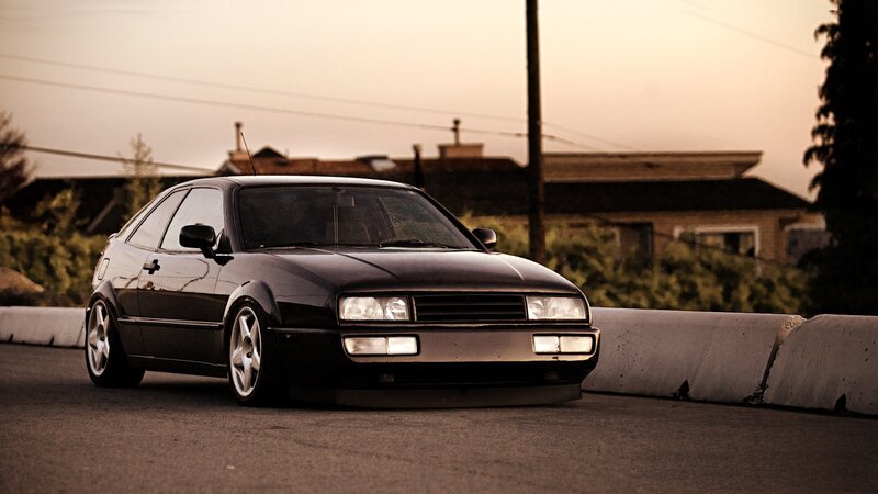 black volkswagen corrado at dusk