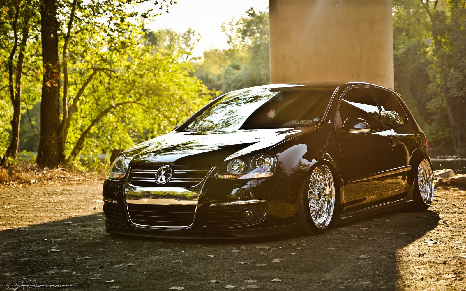 Black Volkswagen Golf in forest