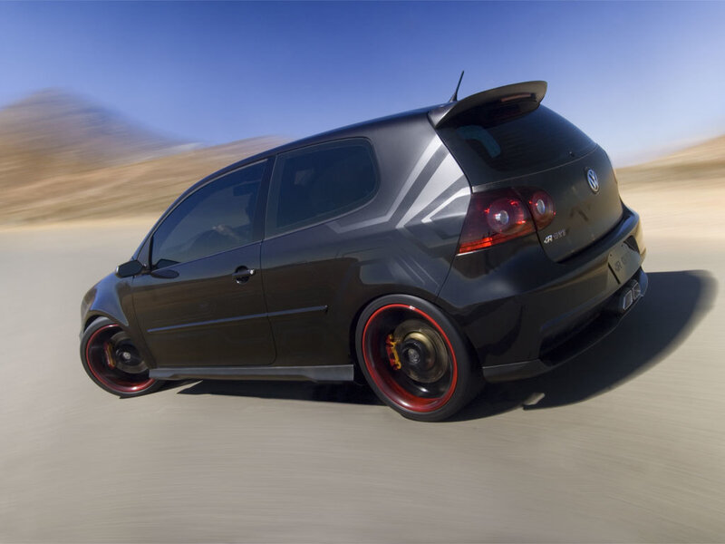 black volkswagen golf r in motion