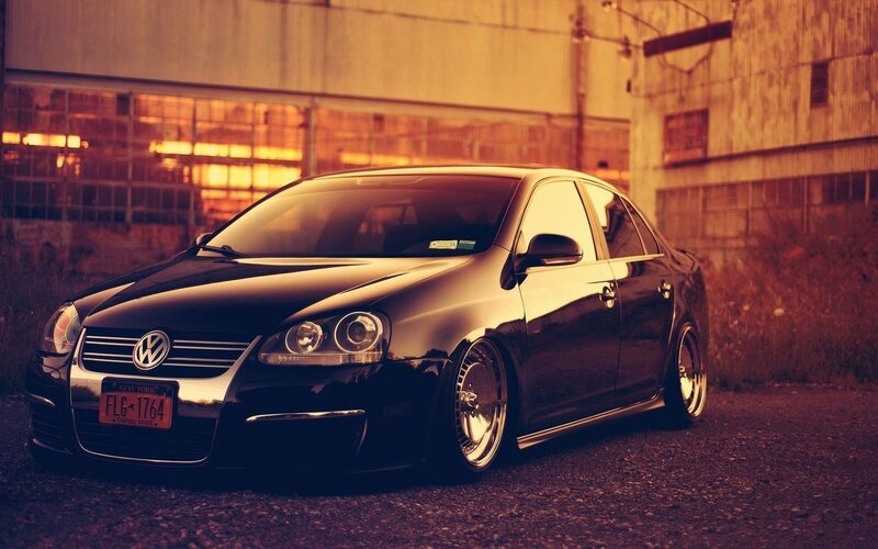 Black Volkswagen Jetta — Dramatic, Sunset, Photograph