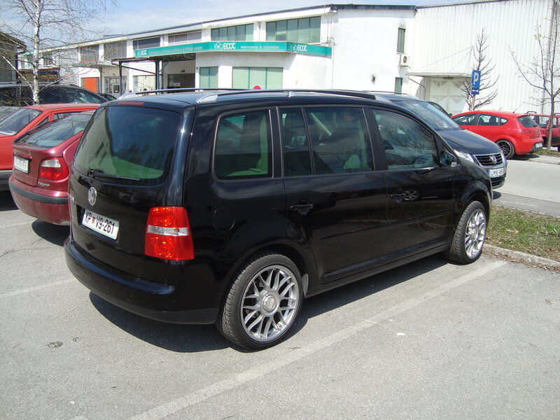 Black Volkswagen Touran parked