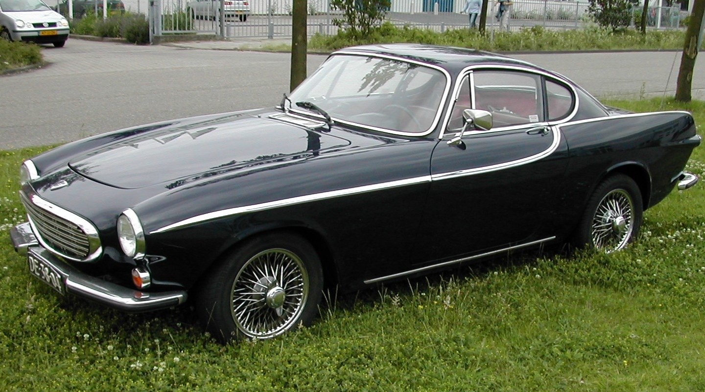 Black Volvo coupe on grass