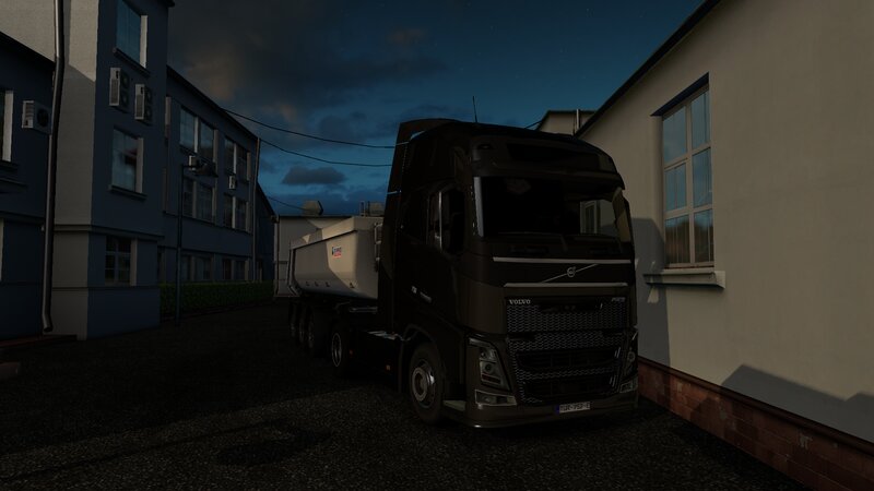 Black Volvo Truck — Dark, Night