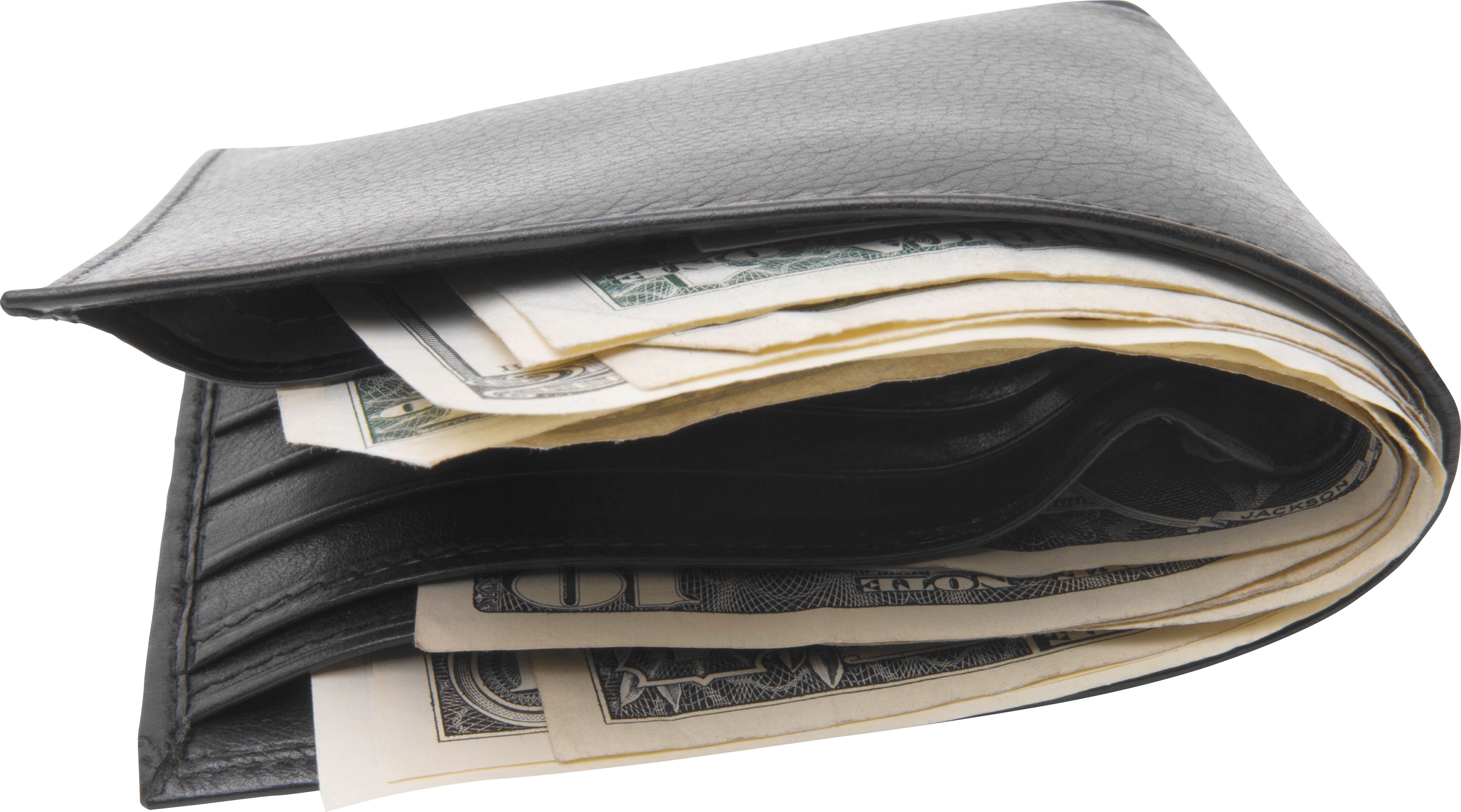 black wallet with cash