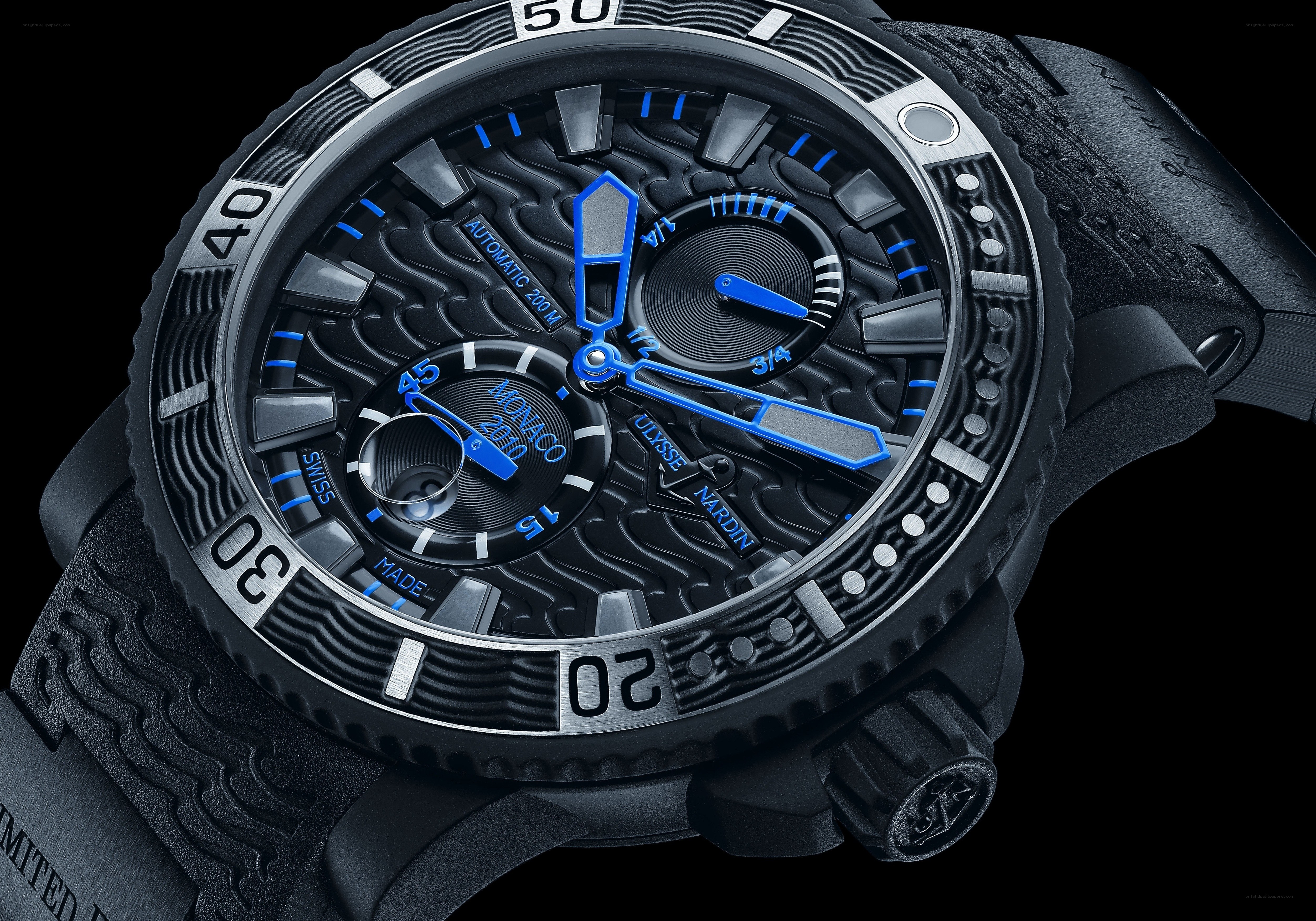 Black watch with blue accents