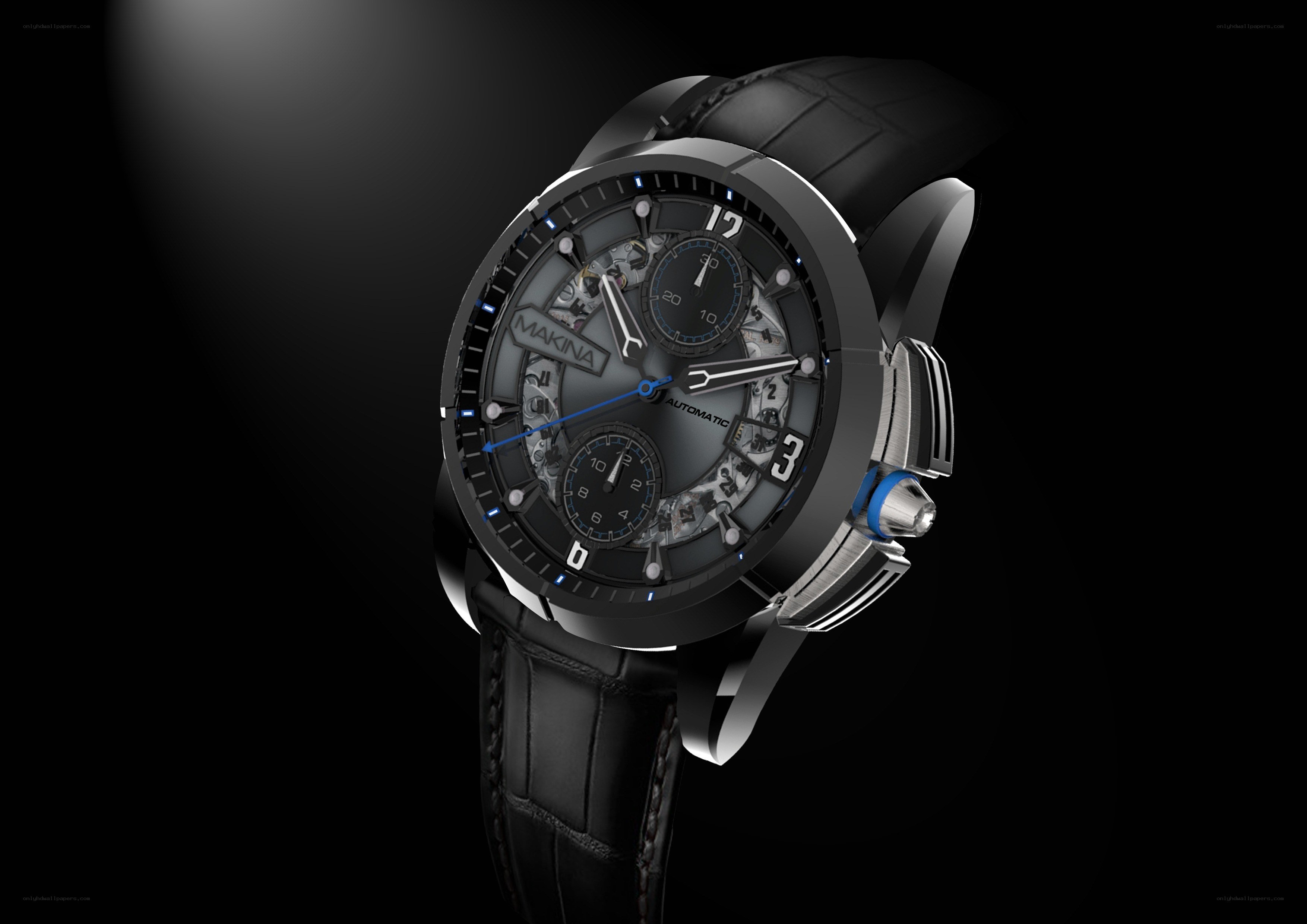 black watch with leather strap