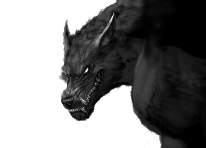 Black Werewolf Head
