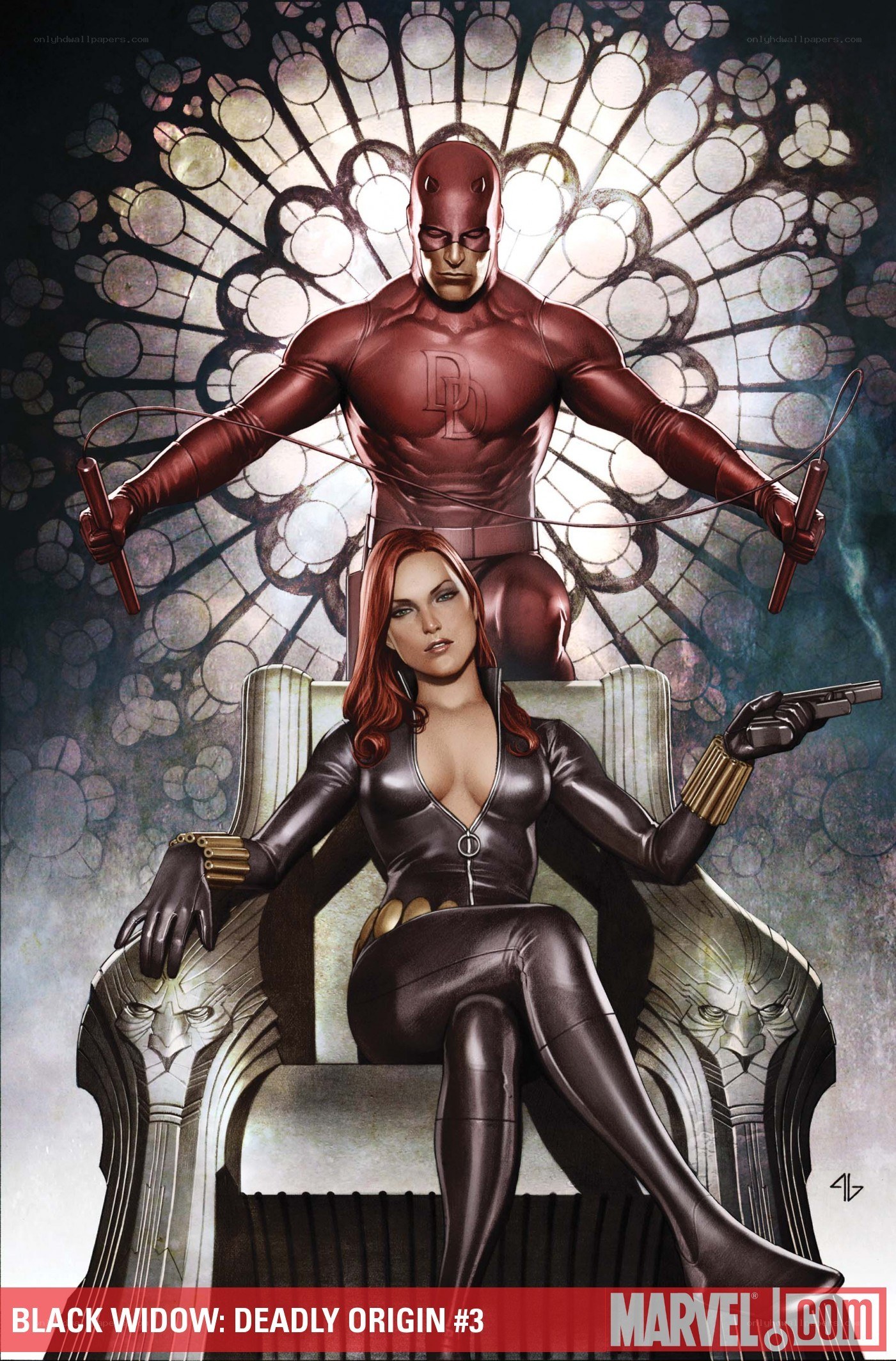 Black Widow and Daredevil on throne
