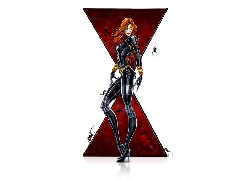 Black Widow Character — Red, Dramatic, Digital Art