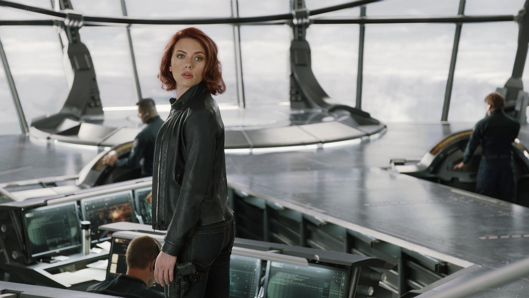 Black Widow in a control room