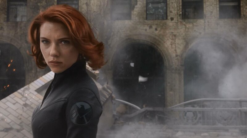 Black Widow in a war zone