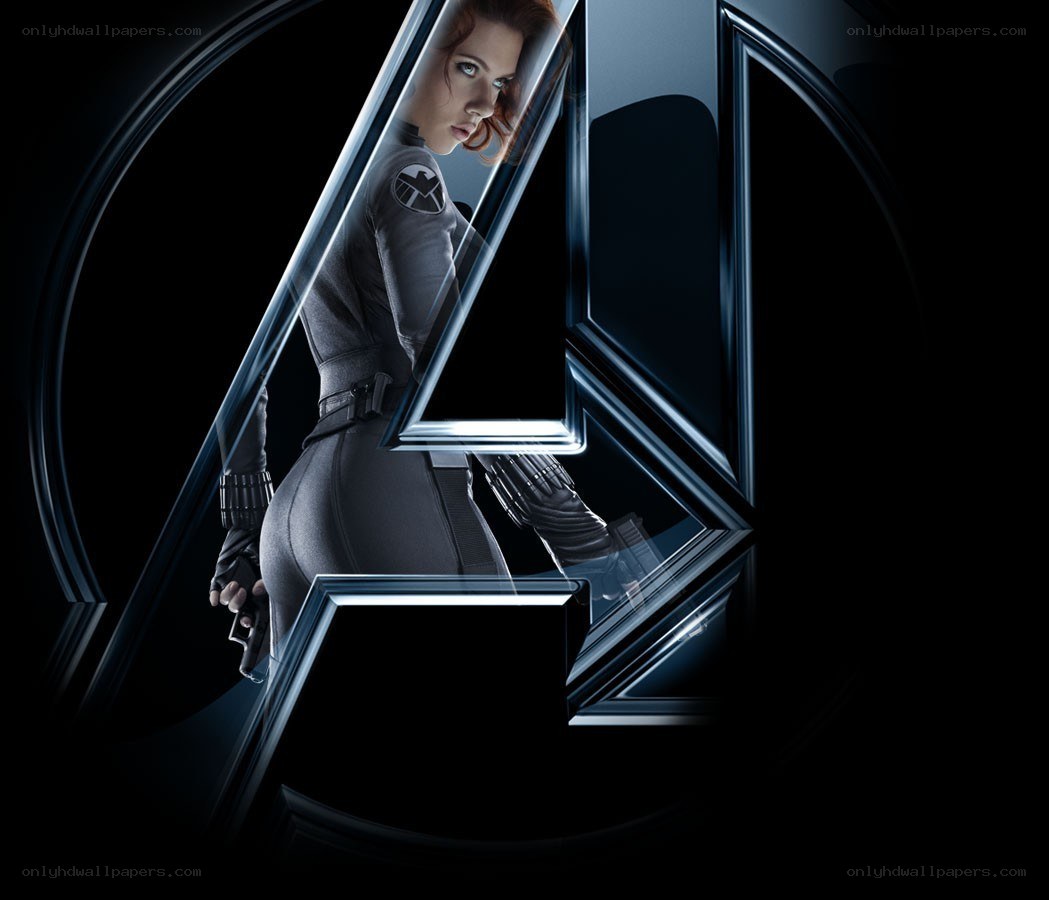 Black Widow in Avengers logo