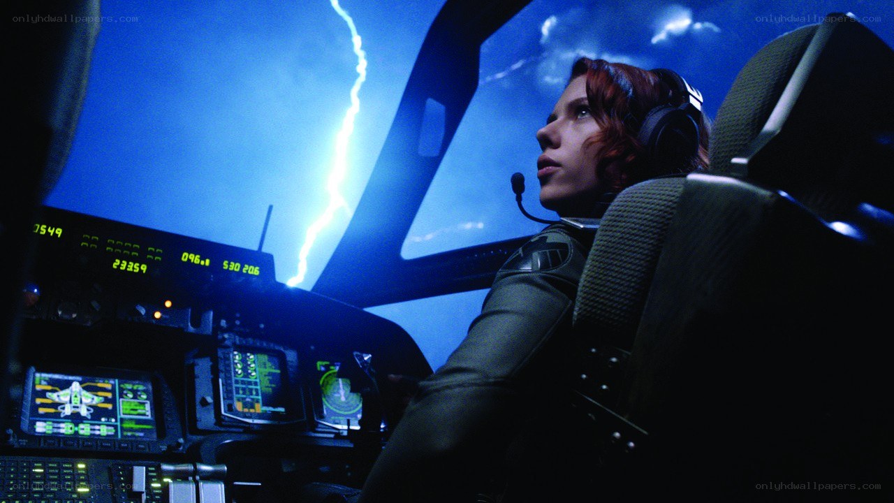 Black Widow in cockpit during storm