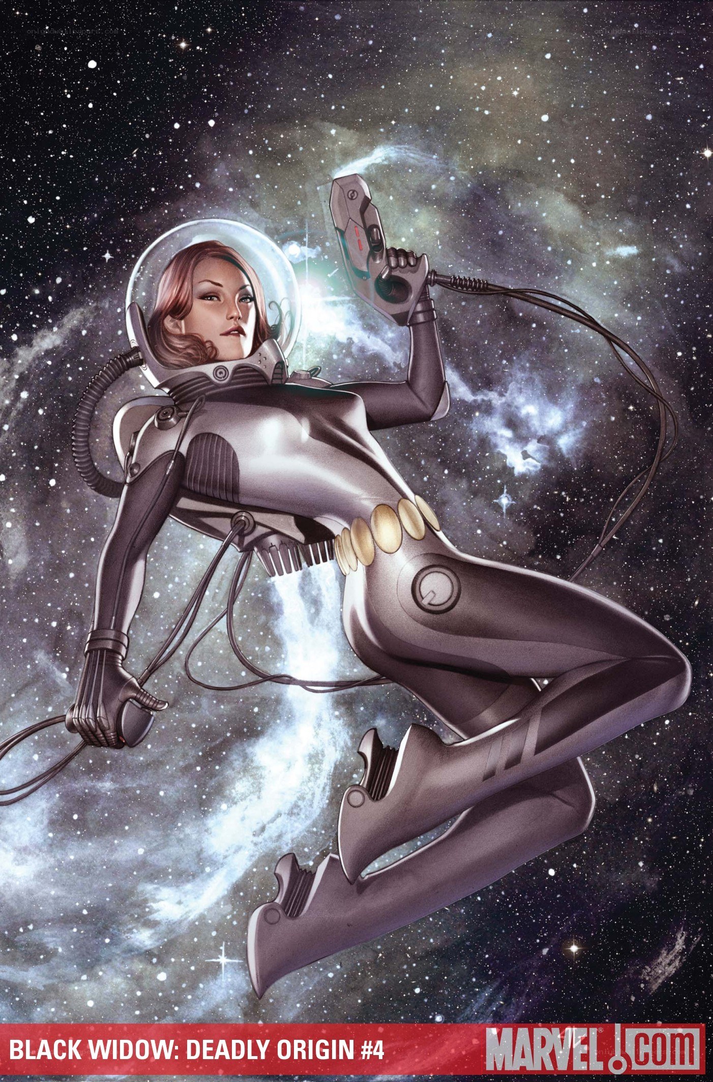 Black Widow in space suit