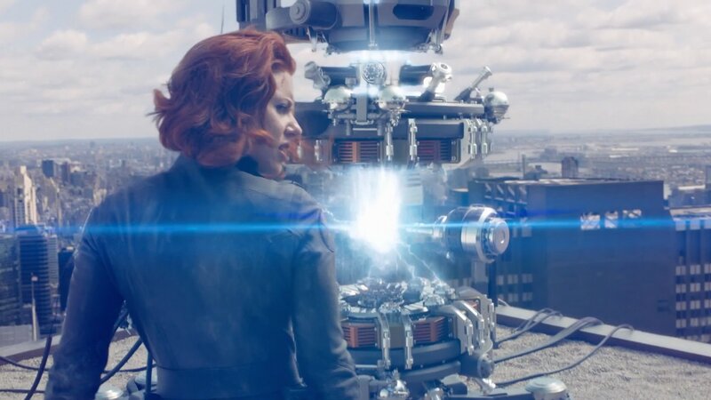 Black Widow on a rooftop