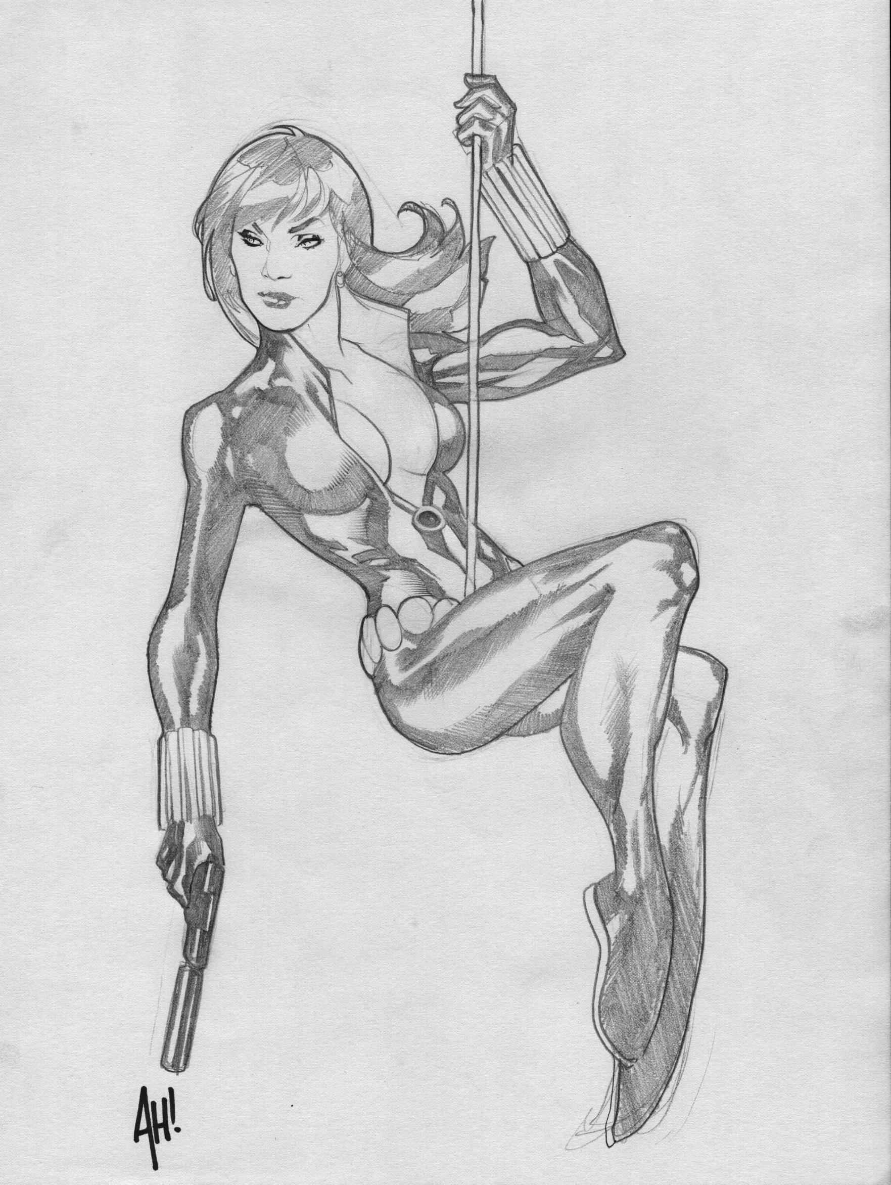 Black Widow pencil sketch
